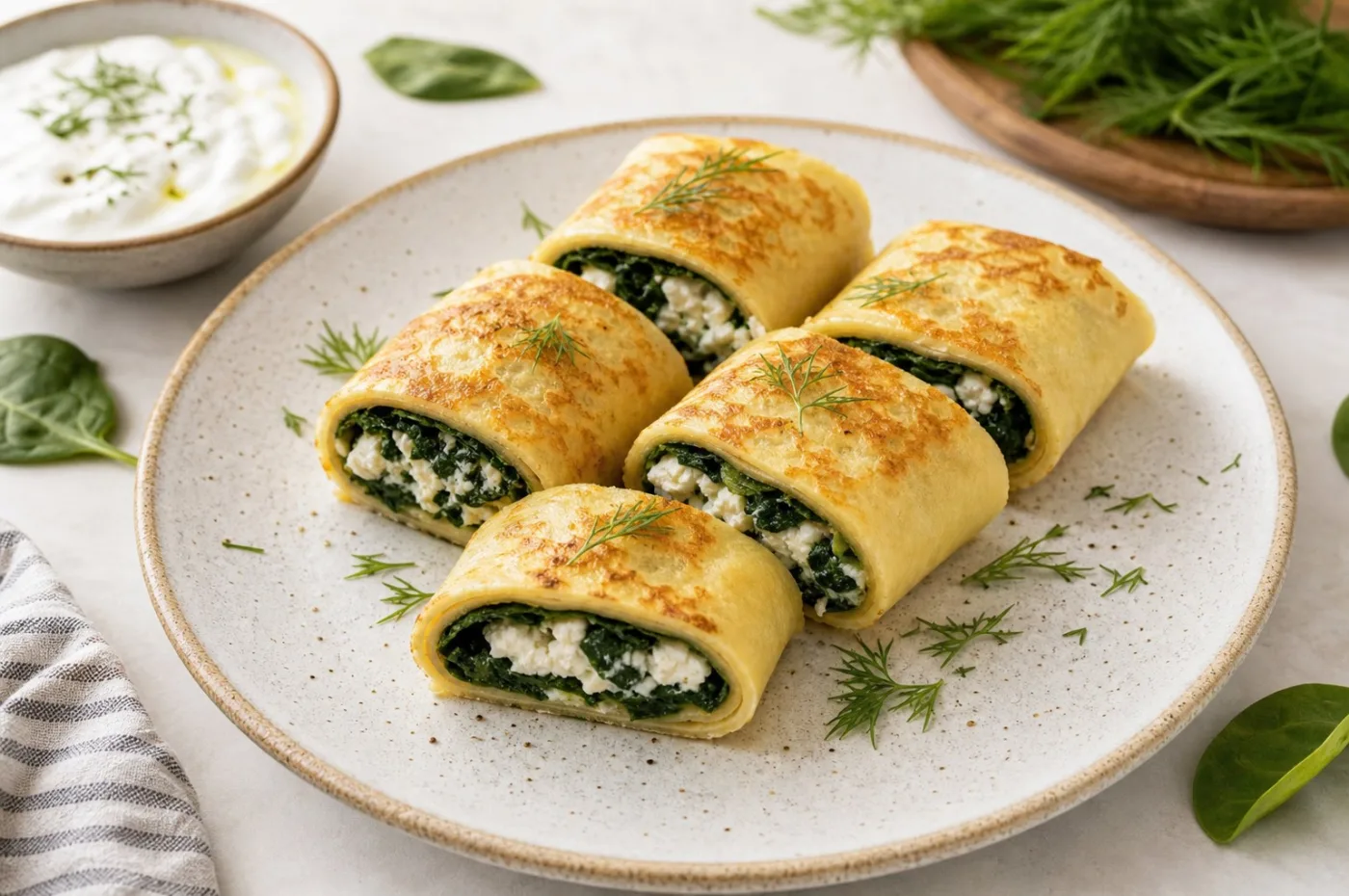 Ispanaklı Lorlu Krep Rulo