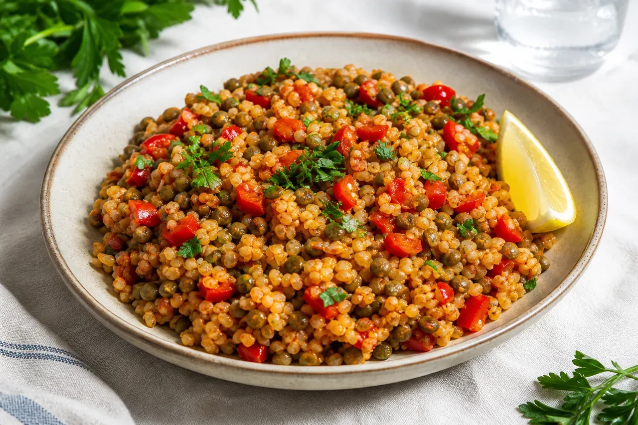 Köz Biberli Mercimekli Bulgur Pilavı
