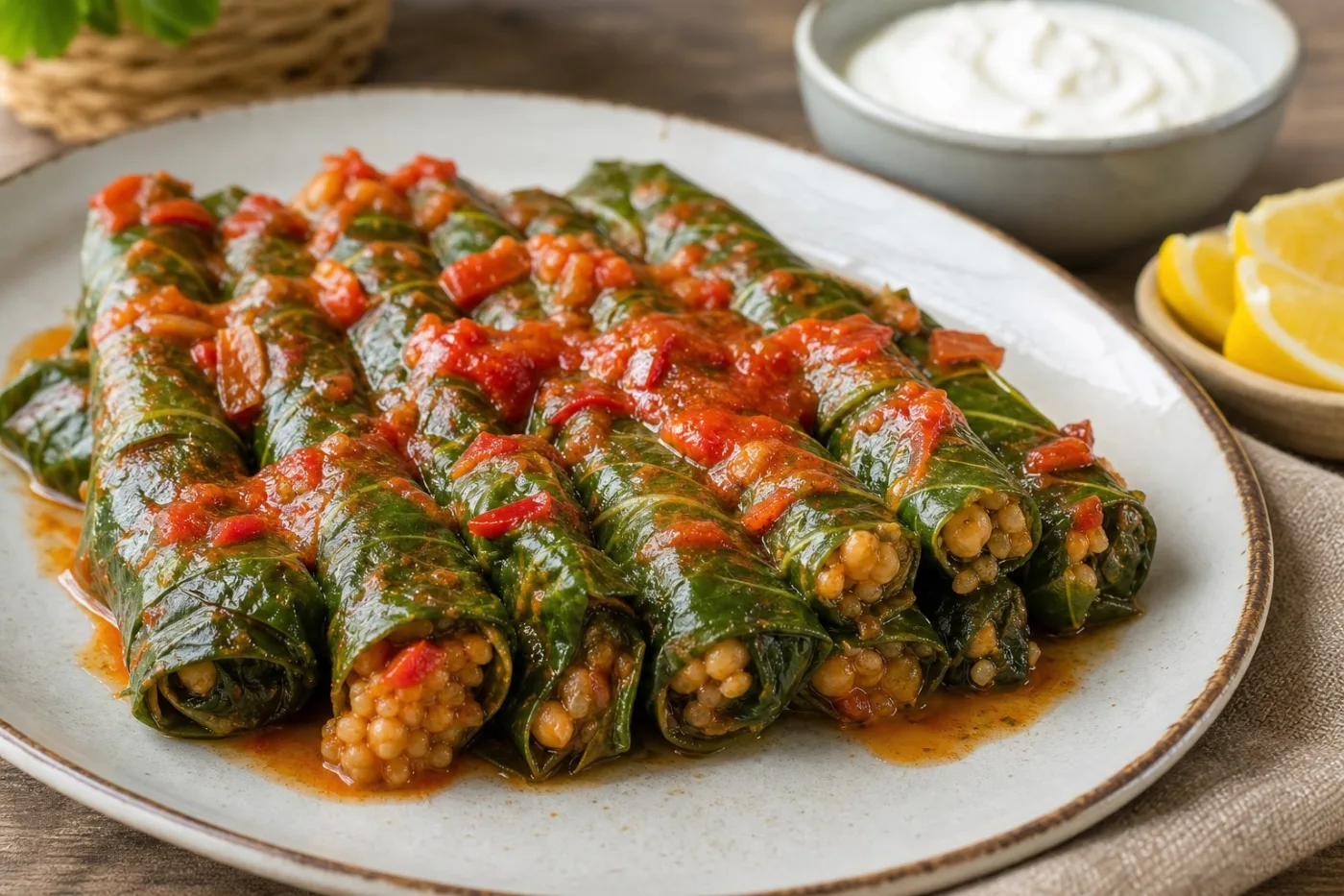 Köz Biberli Nohutlu Pazı Sarma